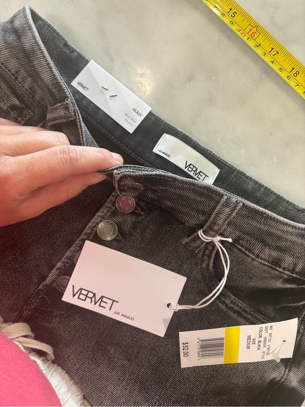 VERVET Black Distressed High-Rise Denim Shorts - Picture 2 of 6